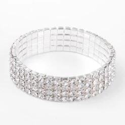Tamika 4 Row Diamonte Bracelet - Silver