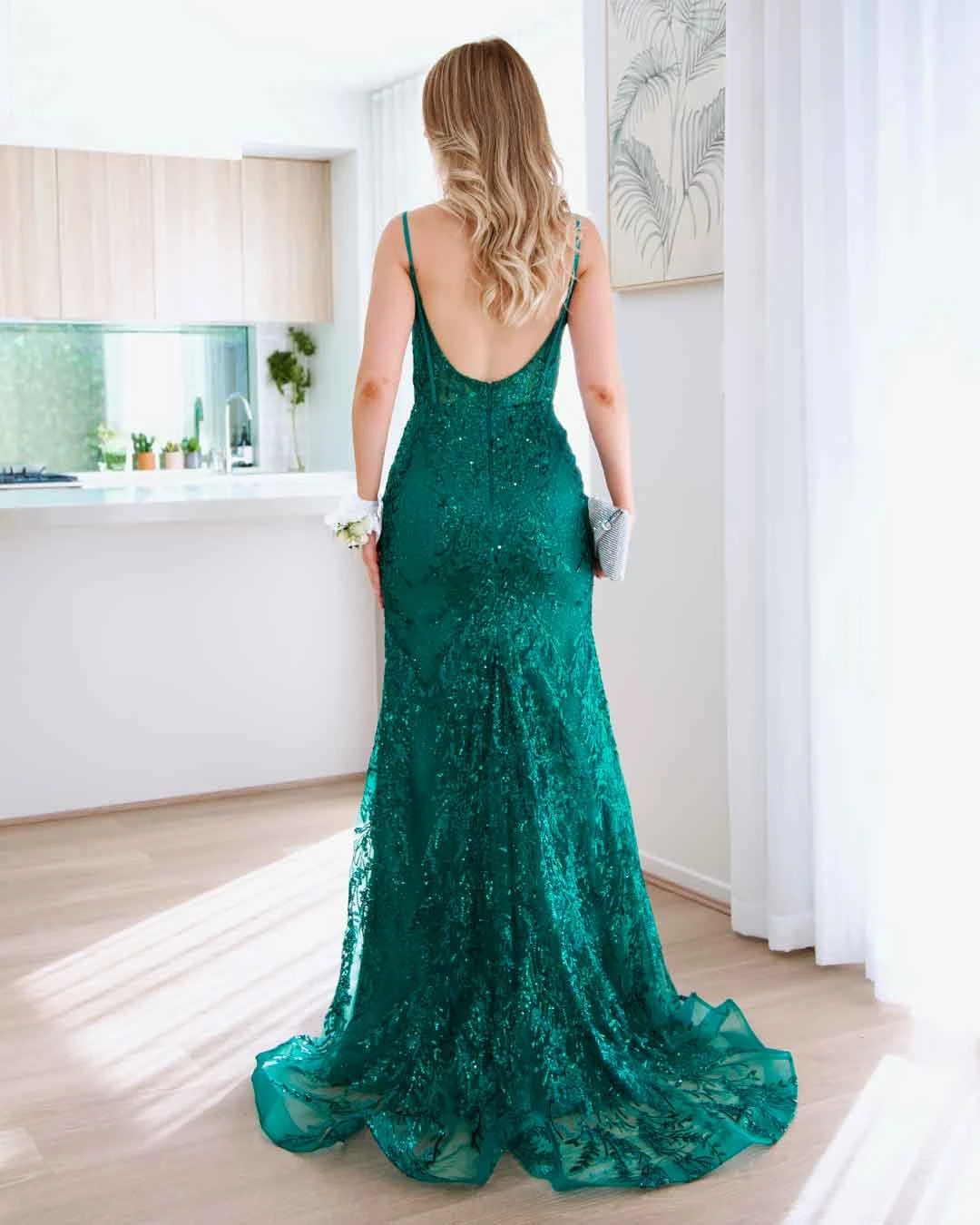 Riley Corset Lace Gown - Emerald 5 Riley Corset Lace Gown - Emerald - Image 3