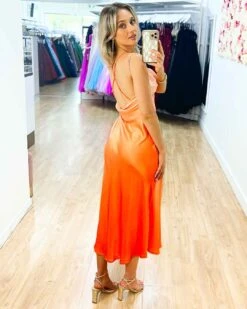 Serenity Midi Dress - Ombre Orange -Curvy Charm Store serenity midi dress back ombre orange