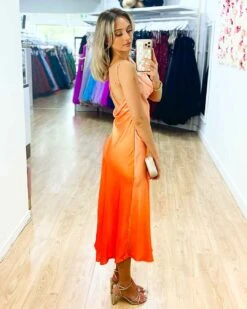 Serenity Midi Dress - Ombre Orange -Curvy Charm Store serenity midi dress side ombre orange