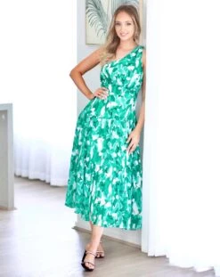 Siena Maxi Dress - Green Print -Curvy Charm Store siena.green1