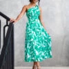 Siena Maxi Dress - Green Print -Curvy Charm Store siena.green .front2