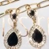 Teardrop Jewel Earrings - Black
