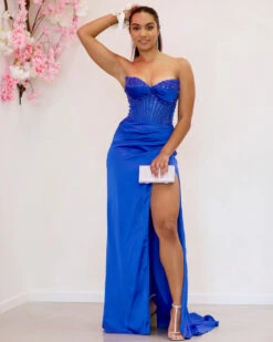 Theodora Embellished Corset Gown - Royal Blue