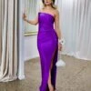 Valentina Strapless Satin Gown - Purple