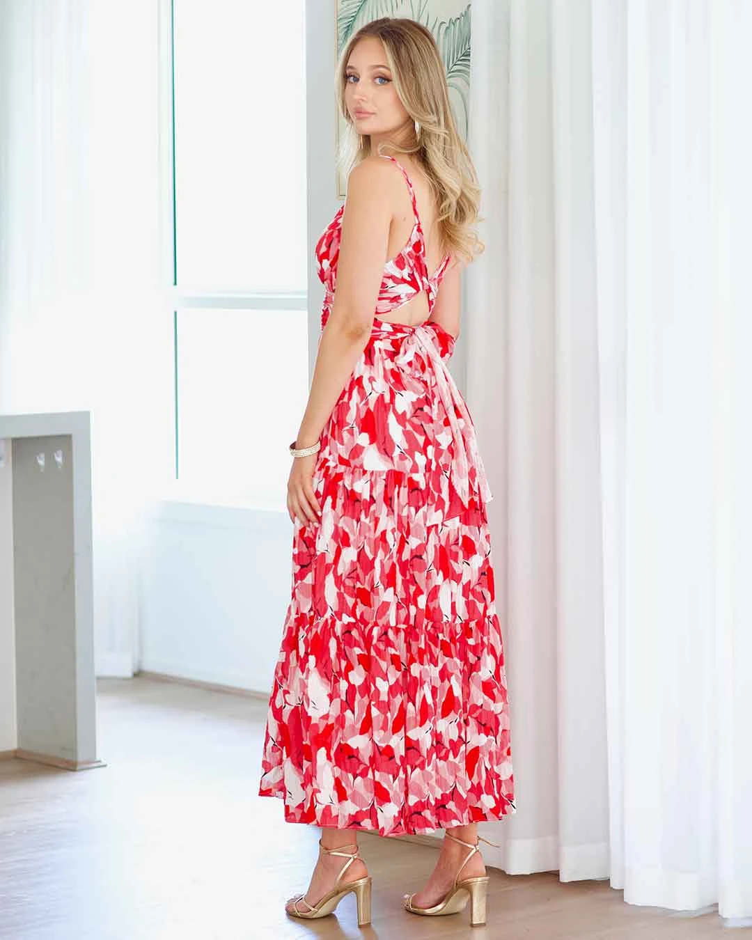 Verona Maxi Print Dress - Red 4 Verona Maxi Print Dress - Red - Image 2