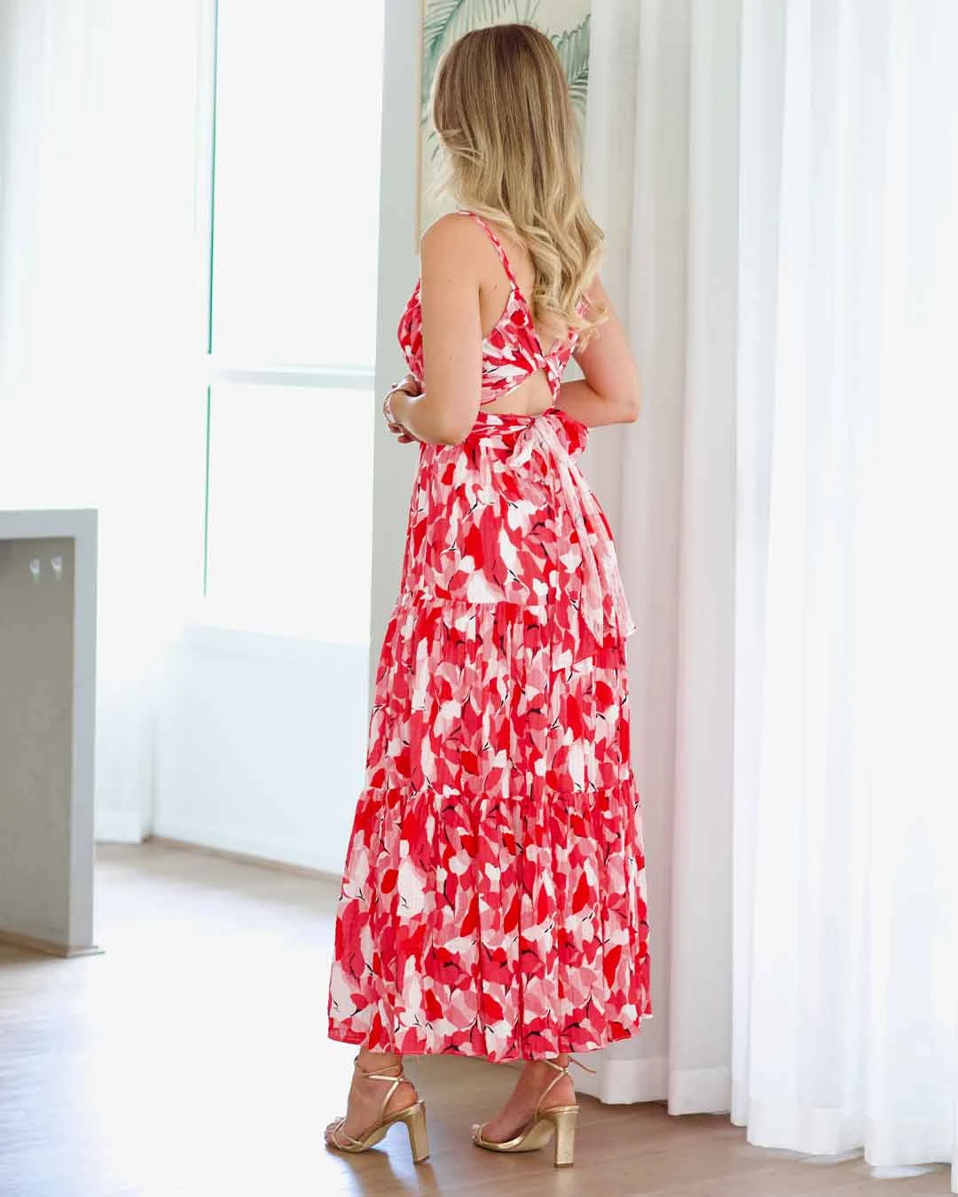 Verona Maxi Print Dress - Red 11 Verona Maxi Print Dress - Red - Image 9