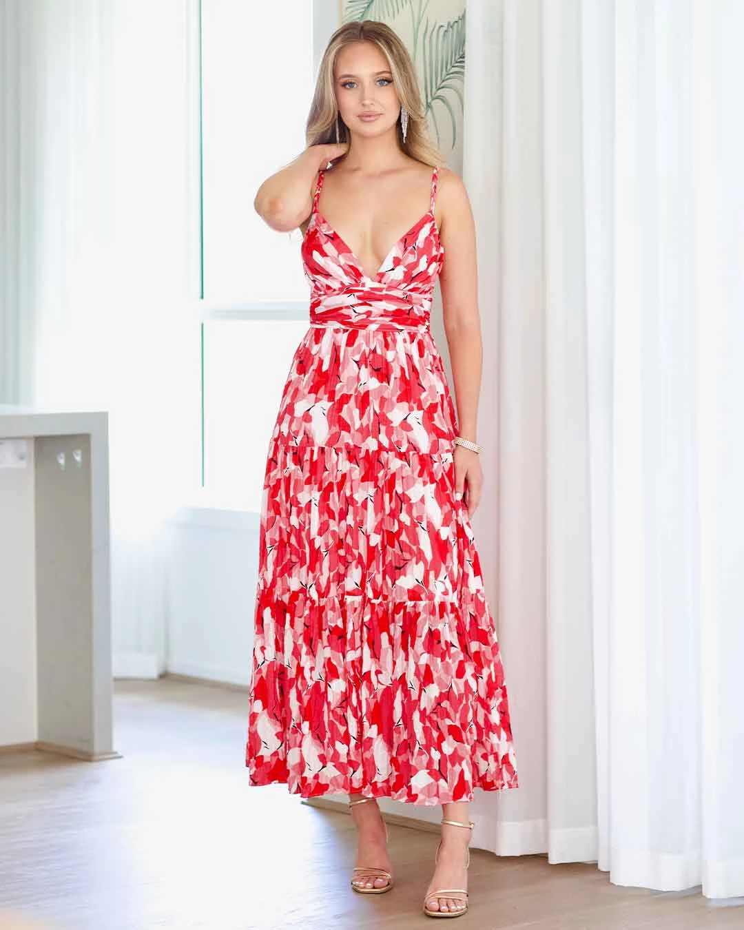 Verona Maxi Print Dress - Red 3 Verona Maxi Print Dress - Red