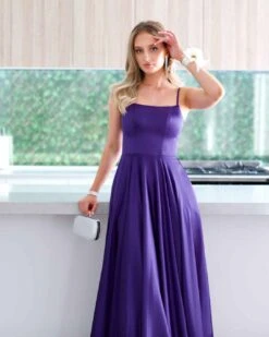 Zahara Satin Gown - Purple 16 Zahara Satin Gown - Purple -Curvy Charm Store zahara gown close up purple