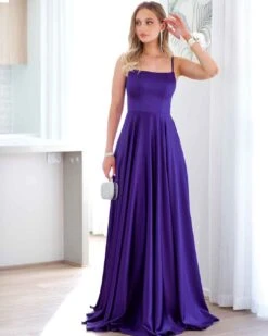 Zahara Satin Gown - Purple 19 Zahara Satin Gown - Purple -Curvy Charm Store zahara gown front 2 purple