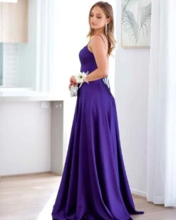 Zahara Satin Gown - Purple 18 Zahara Satin Gown - Purple -Curvy Charm Store zahara gown side 1 purple