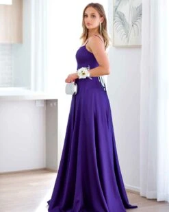 Zahara Satin Gown - Purple 14 Zahara Satin Gown - Purple -Curvy Charm Store zahara gown side purple